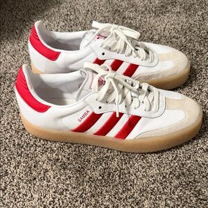 Adidas Samba White and Red Shoes